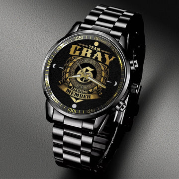 GRAY - LIFETIME MEMBER - Black Fashion Watch Custom Your Name, Best Family Gifts