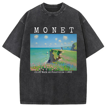 Personality fashion Cliff Walk at Pourville Washed T-Shirt