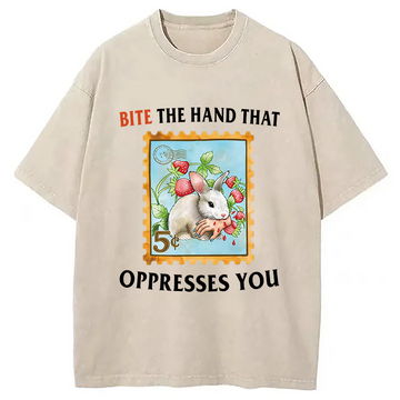Personality fashion Bite The Hand Washed T-Shirt
