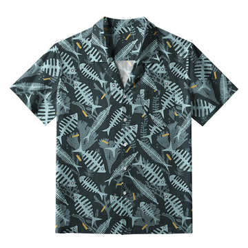 Personality fashion  Marine Fish Bones Aloha Hawaiian Shirt
