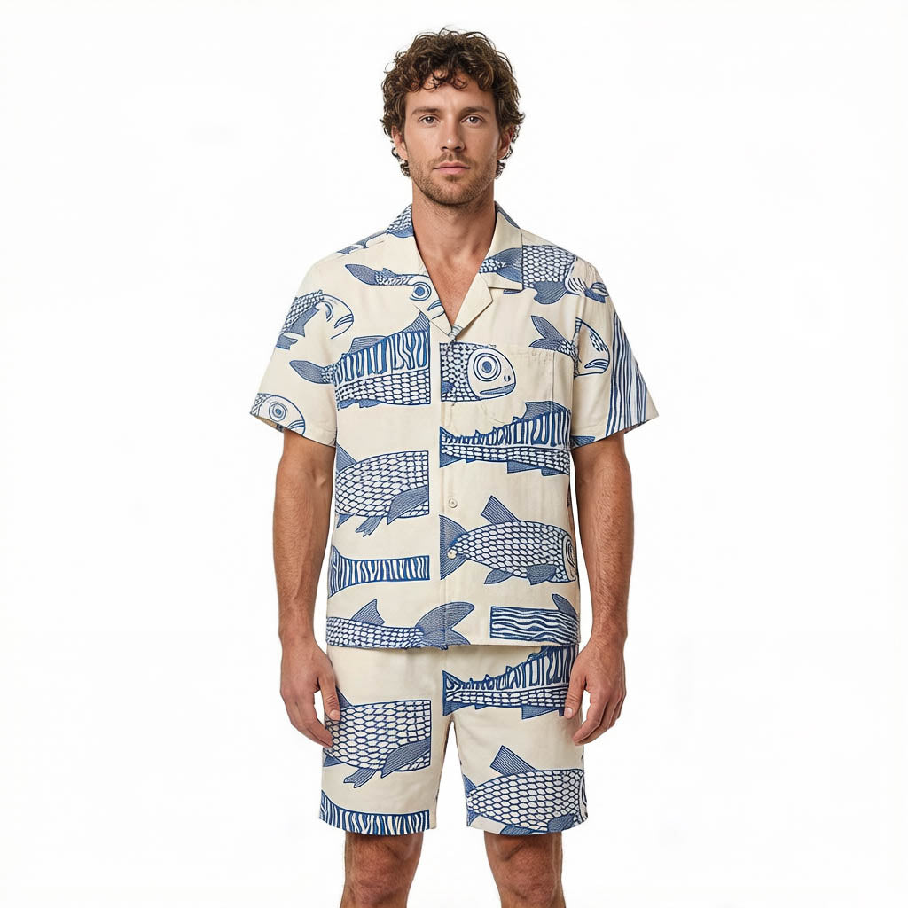 Japanese Blue Fish Hawaiian Shirt
