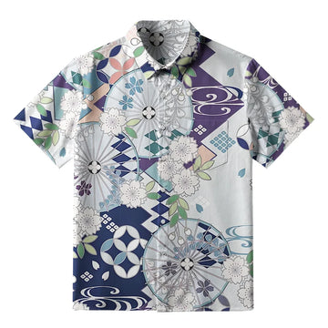 Personality fashion  Floral And Umbrella Button-up Shirt
