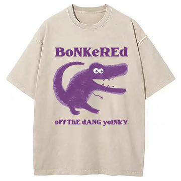 Personality fashion Bonkered of The Dang Yoinky Little Crocodile Washed T-Shirt