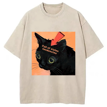 Personality fashion Full of Violen Tendencies Washed T-Shirt