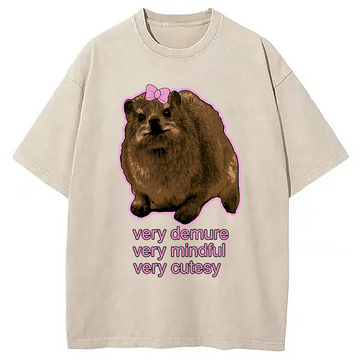 Personality fashion Very Demure Rock Hyrax Washed T-Shirt