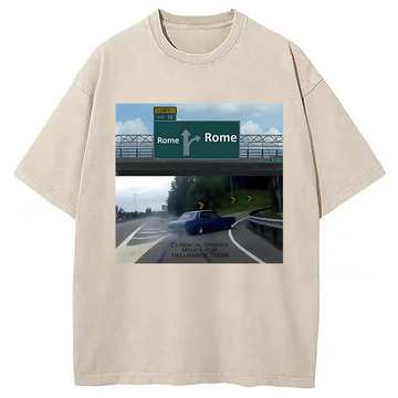 Personality fashion All Roads Lead to Rome Washed T-Shirt