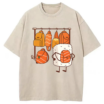 Personality fashion Sushi Is Selecting Backpacks Washed T-Shirt
