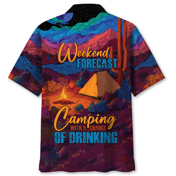 Weekend Forecast Camping With A Chance Of Drinking Hawaiian Shirt