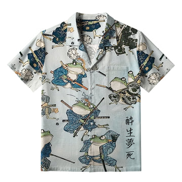 Personality fashion  Frog Samurai Aloha Hawaiian Shirt