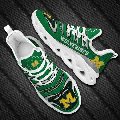 Michigan Wolverines Custom Name Green Max Soul Shoes Sport Sneakers