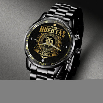HUERTAS - LIFETIME MEMBER - Black Fashion Watch Custom Your Name, Best Family Gifts