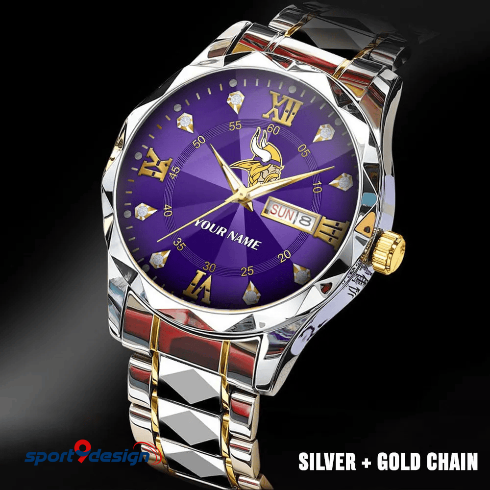 Minnesota Vikings - American Football Men Luxury Hand Watch All Team Custom Any Name Gift For Fan - Limited Edition