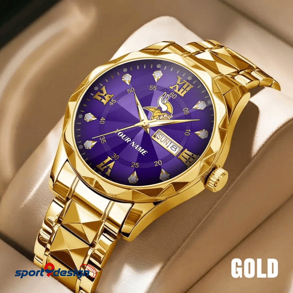 Minnesota Vikings - American Football Men Luxury Hand Watch All Team Custom Any Name Gift For Fan - Limited Edition
