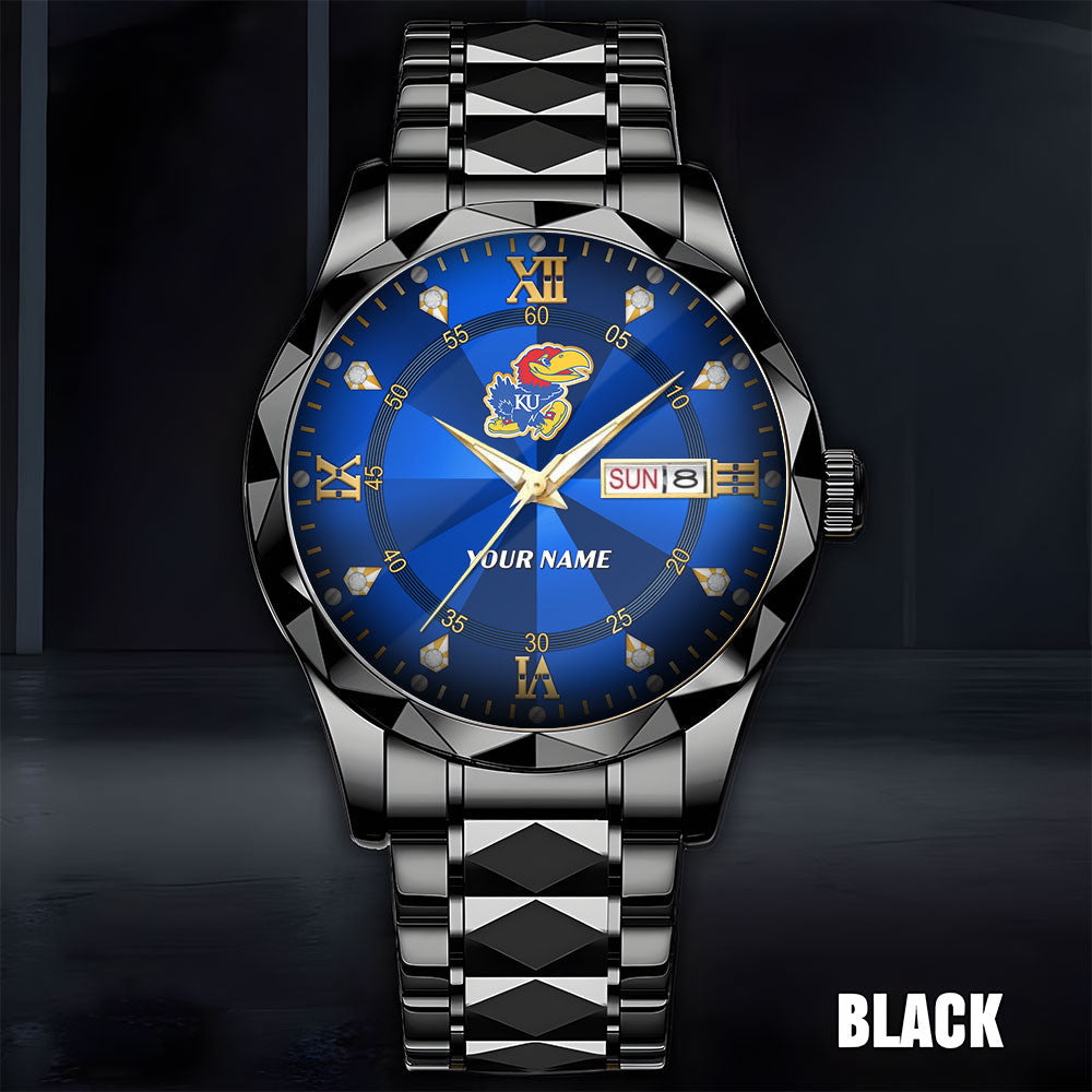 Kansas Jayhawks | Men Luxury Hand Watch Custom Any Name Gifts For Fan