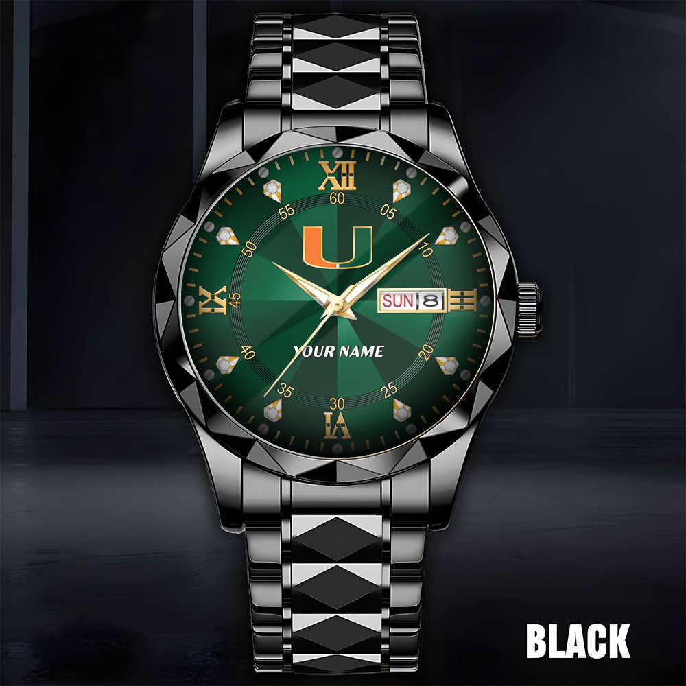 Miami Hurricanes | Men Luxury Hand Watch Custom Any Name Gifts For Fan