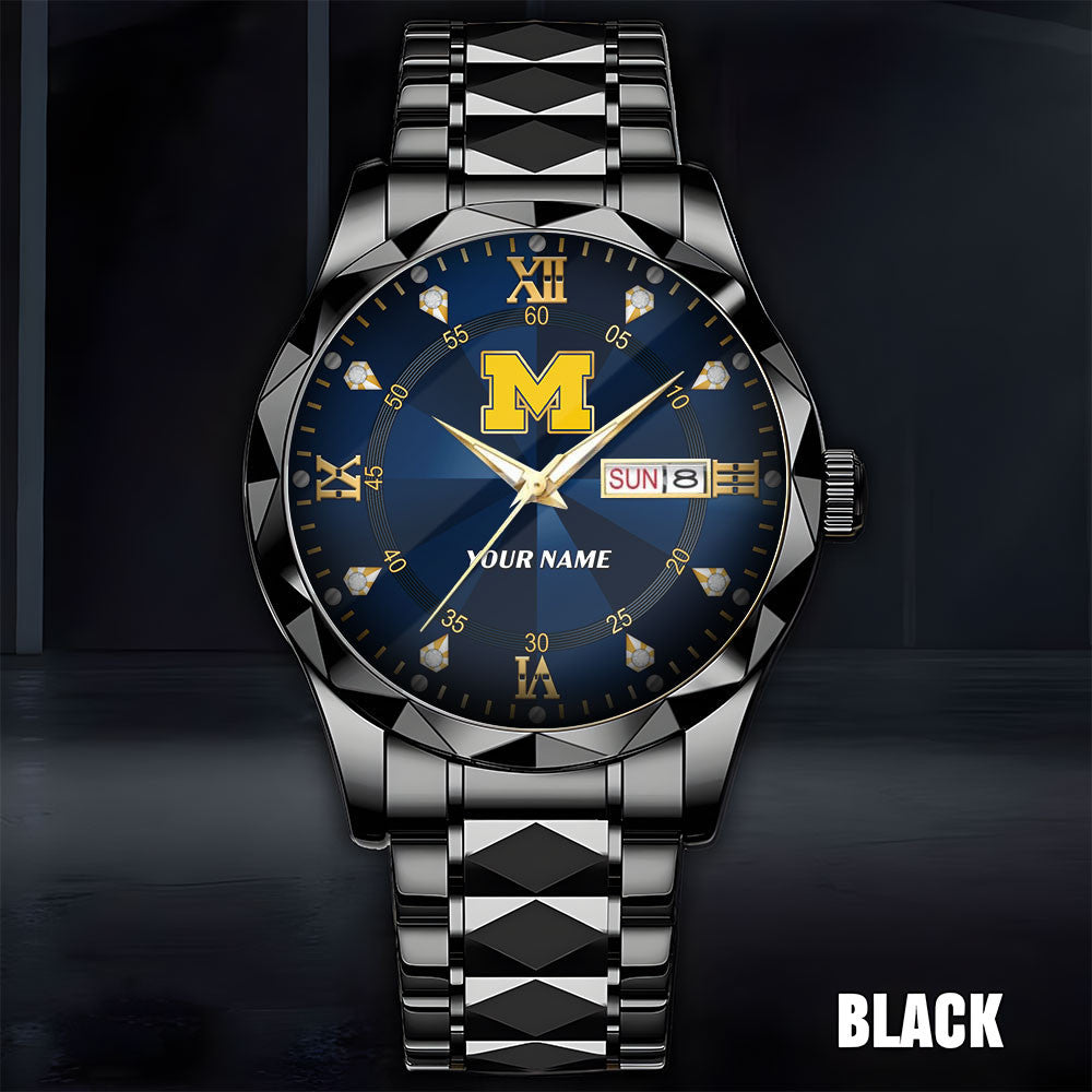 Michigan Wolverines | Men Luxury Hand Watch Custom Any Name Gifts For Fan