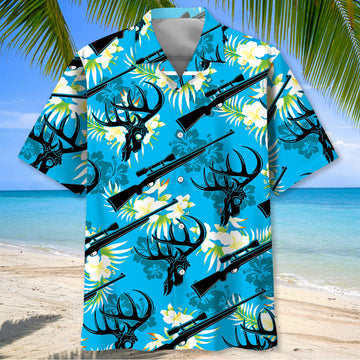 Deer Hunting Hibiscus Hawaiian Shirt