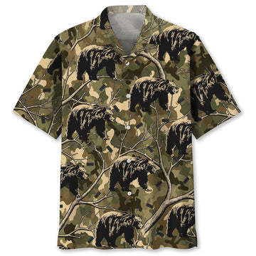 Camouflage Black Bear Hunting Hawaiian Shirt