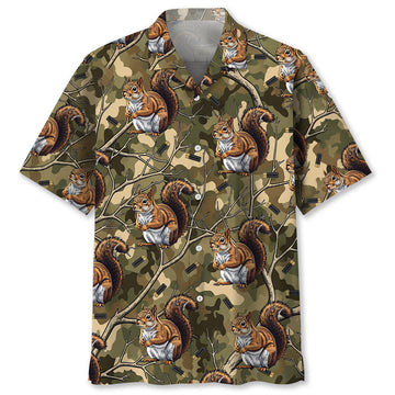 Camouflage Squirrel Hunting Hawaiian Shirt