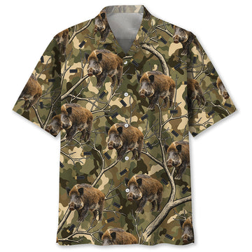 Camouflage Wild Boar Hunting Hawaiian Shirt