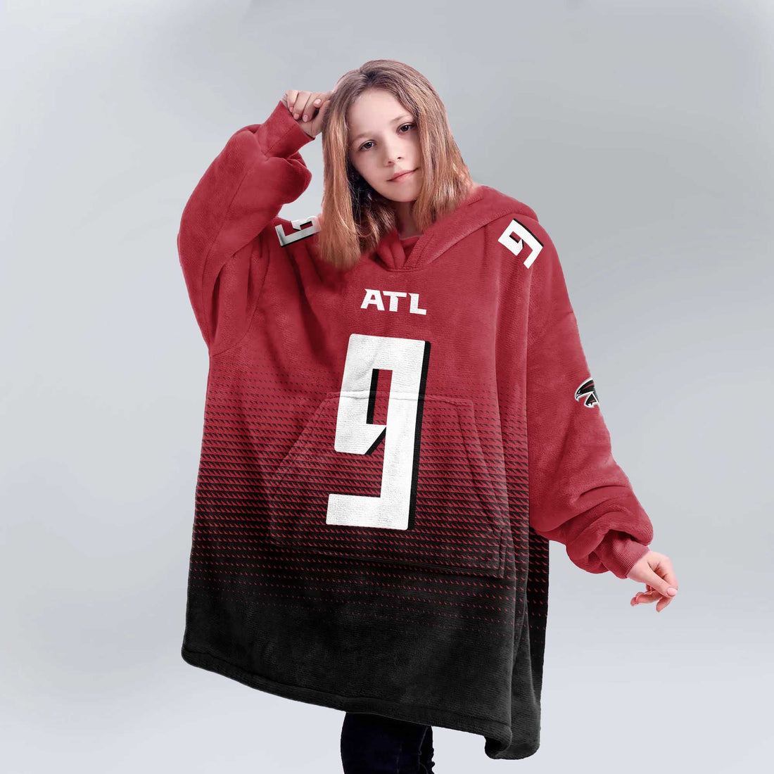 Kid 9 Atlanta Football Unisex Blanket Hoodie