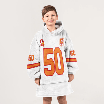 Kid V.V 50 Tampa Bay Football 50th Season Game Unisex Blanket Hoodie