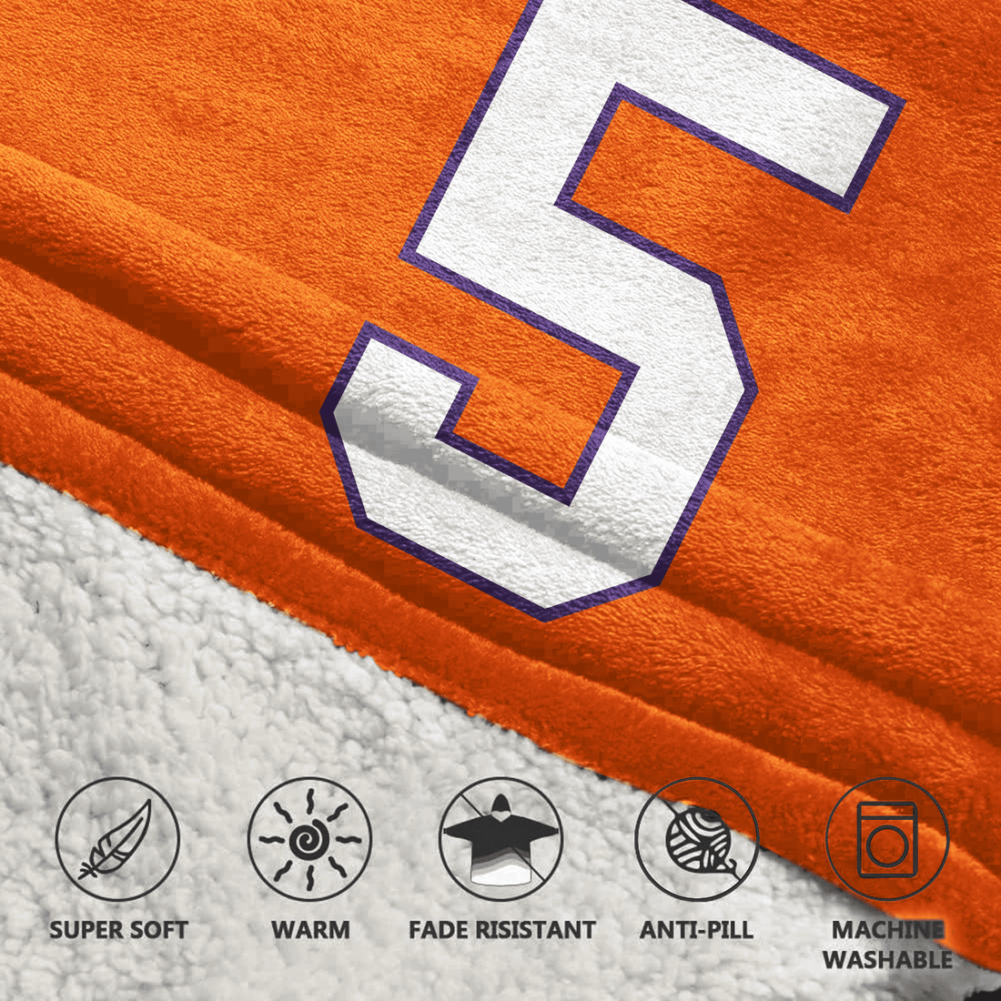 Adult 5 Clemson Football Unisex Blanket Hoodie