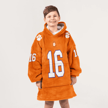 Kid 16 Clemson Football Unisex Blanket Hoodie