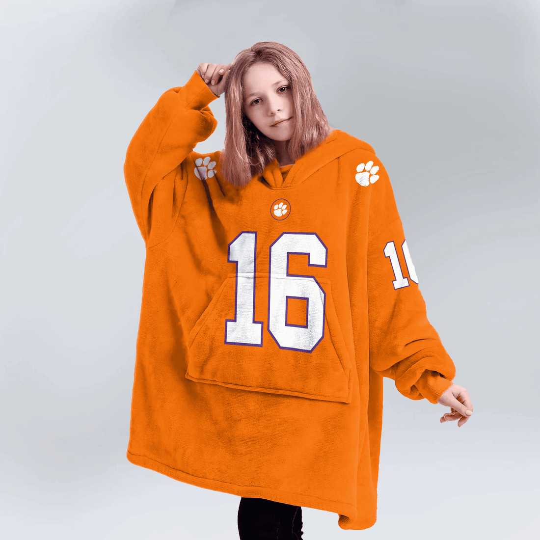 Kid 16 Clemson Football Unisex Blanket Hoodie