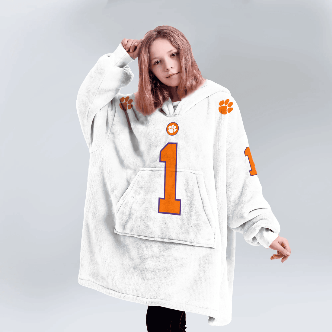 Kid 1 Clemson Football Unisex Blanket Hoodie
