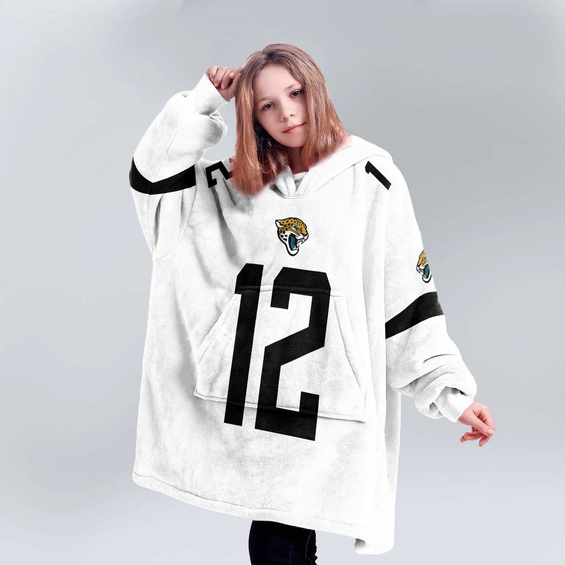 Kid 12 Jacksonville Football Unisex Blanket Hoodie