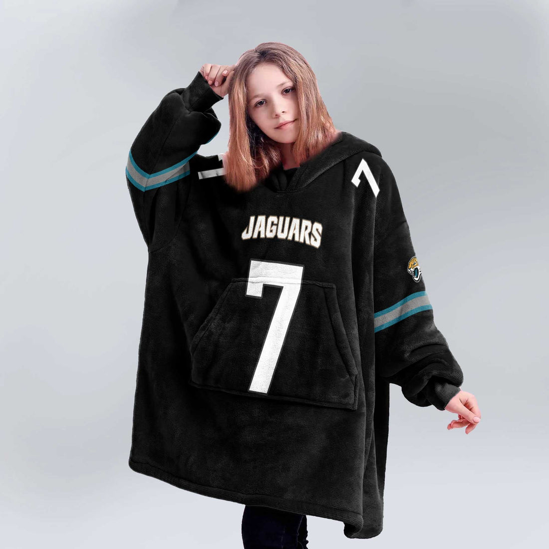 Kid 7 Jacksonville Football Unisex Blanket Hoodie