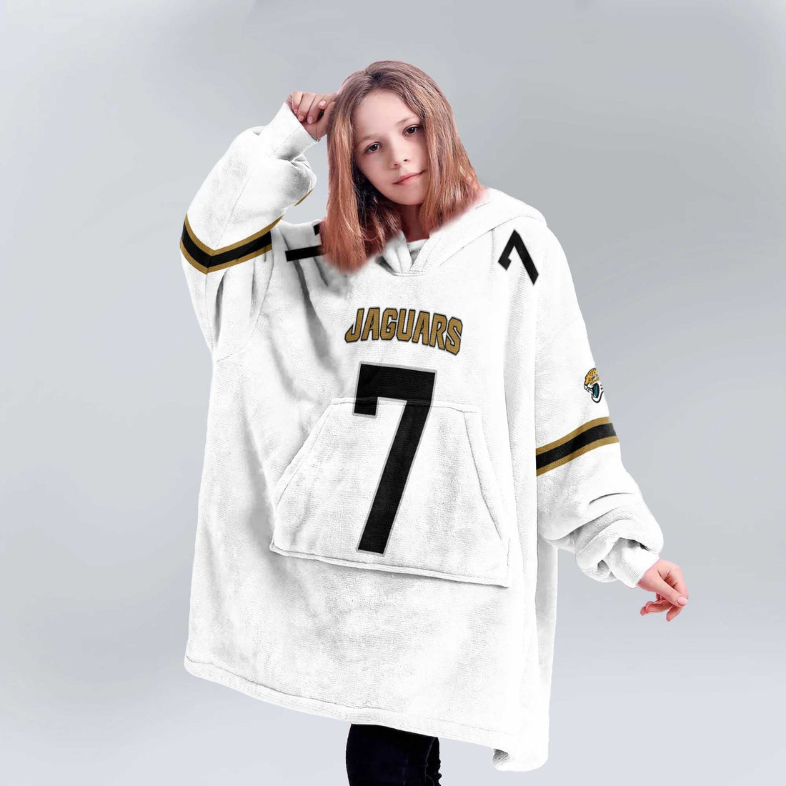 Kid 7 Jacksonville Football Unisex Blanket Hoodie