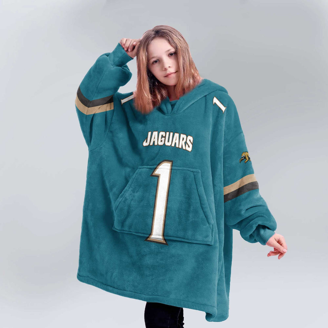 Kid 1 Jacksonville Football Unisex Blanket Hoodie