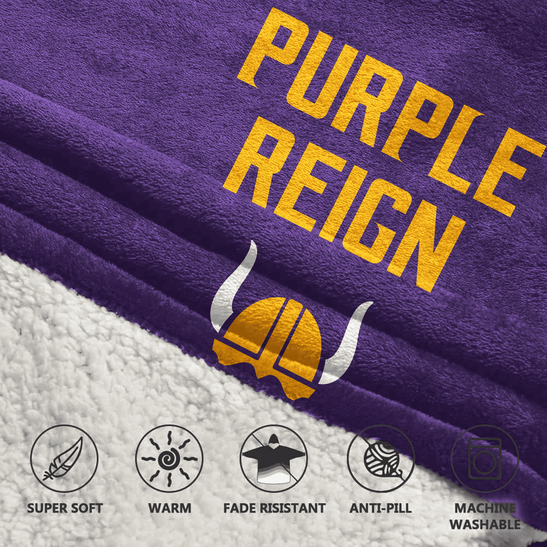 Purple Reign J.J 18 Minnesota Football Unisex Blanket Hoodie