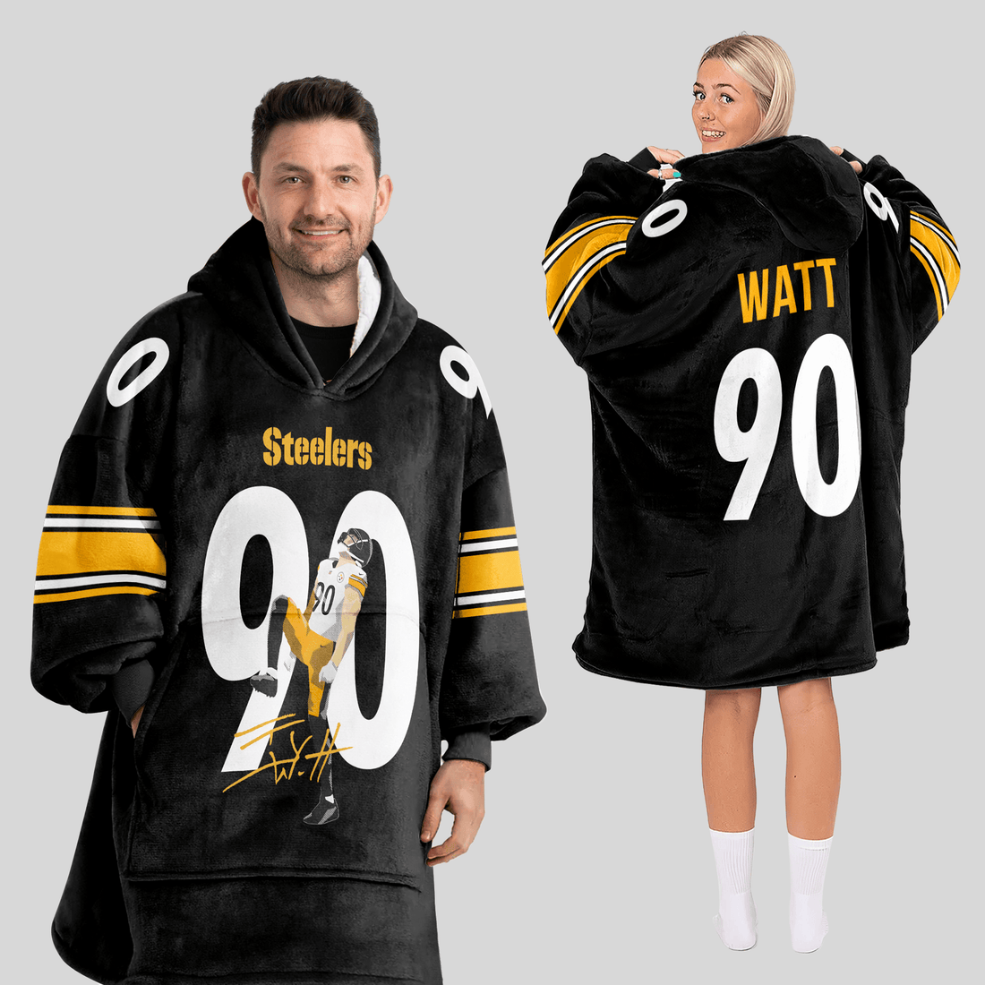 T.J.W 90 Pittsburgh Football Unisex Blanket Hoodie