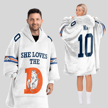 She Loves The D Denver Football Unisex Blanket Hoodie