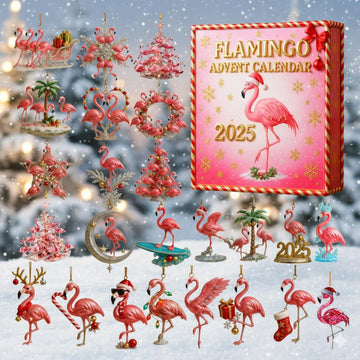 Flamingo Advent Calendar 2026 Limited Edition 24 Acrylic Ornaments Box Tropical Pink Bird Christmas Countdown Gift For Home D Cor