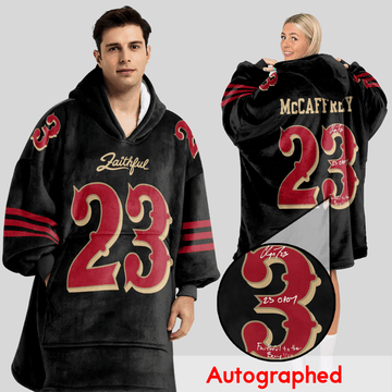 Autographed C.M 23 San Francisco Football Unisex Blanket Hoodie