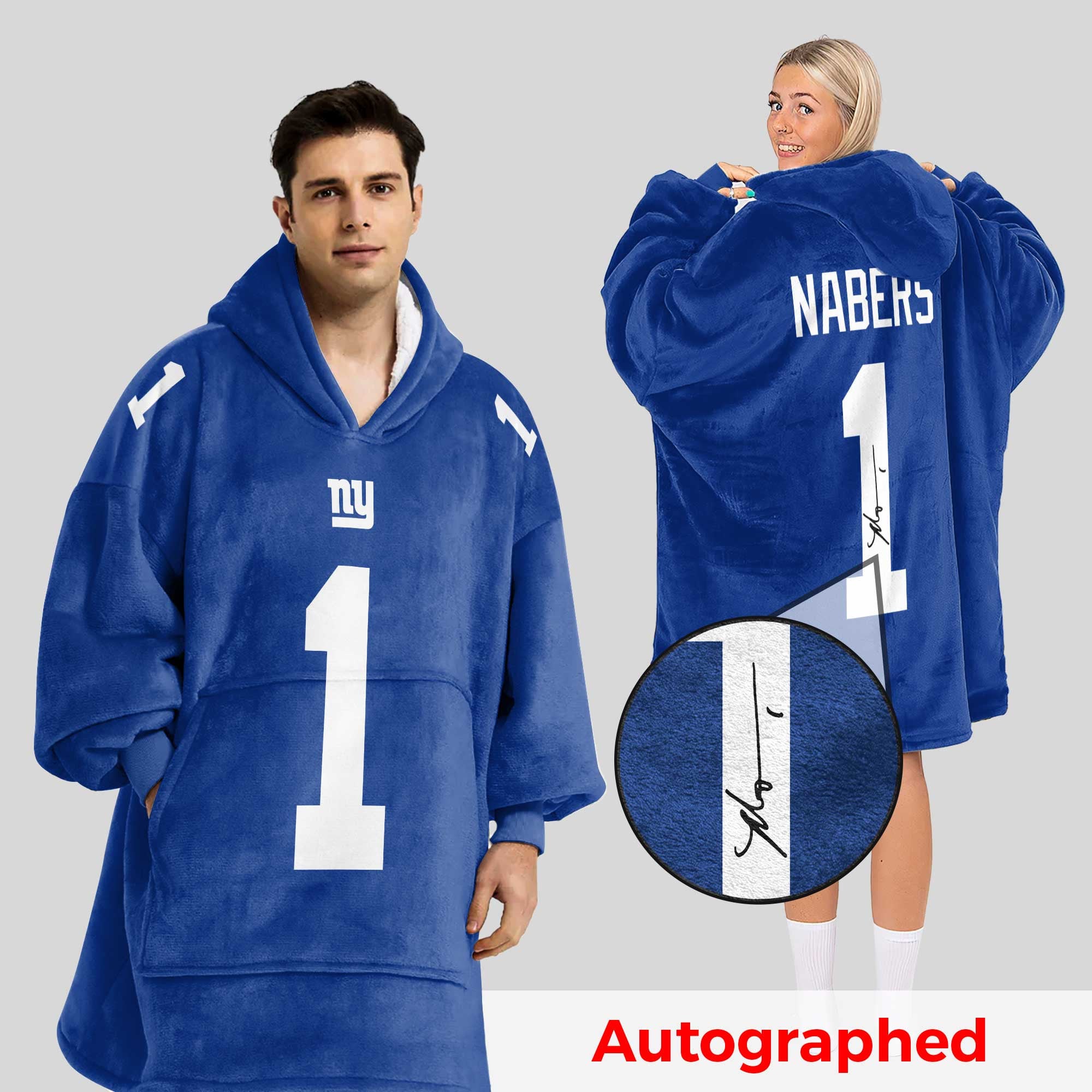 Autographed M.N 1 New York G Football Unisex Blanket Hoodie