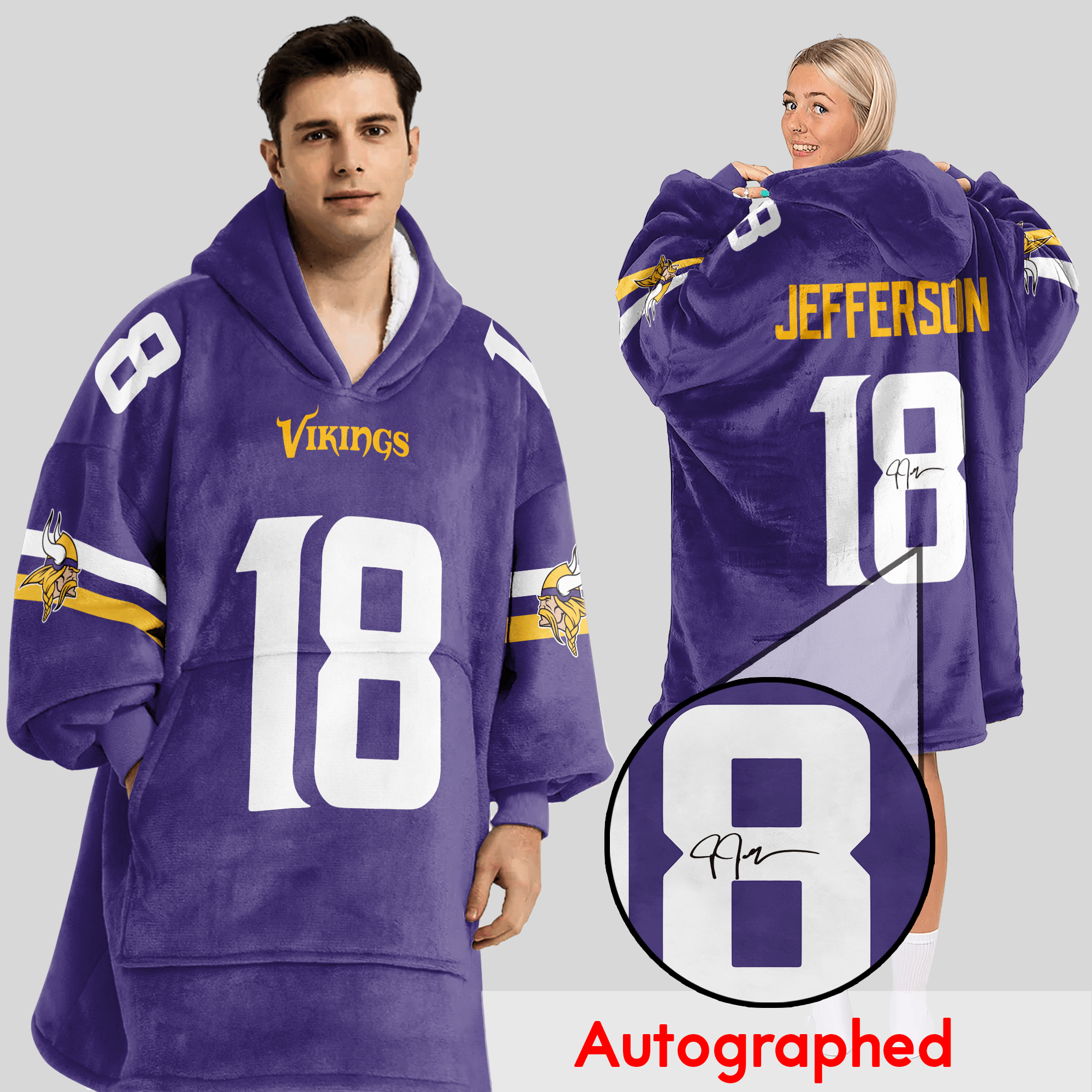 Autographed J.J 18 Minnesota Football Unisex Blanket Hoodie