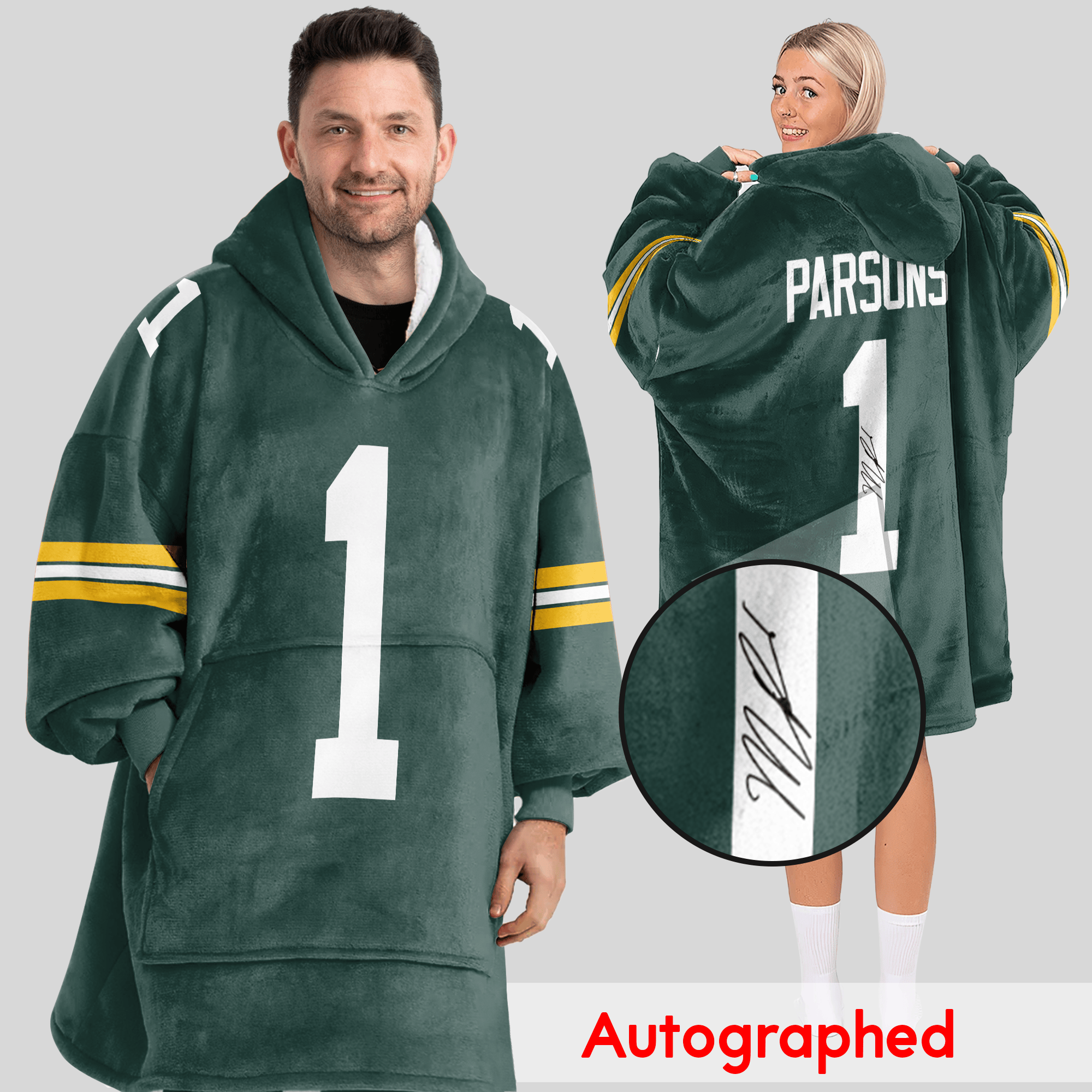 Autographed M.P 1 Green Bay Football Unisex Blanket Hoodie