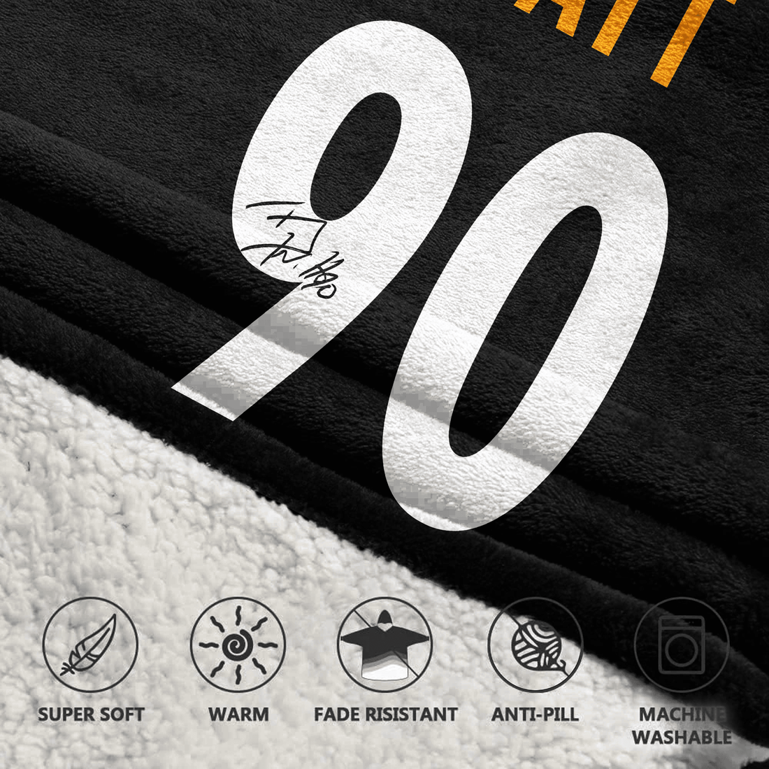 Autographed T.J.W 90 Pittsburgh Football Unisex Blanket Hoodie