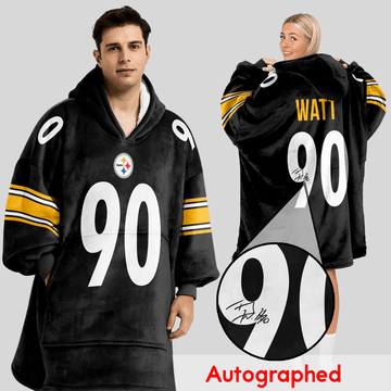 Autographed T.J.W 90 Pittsburgh Football Unisex Blanket Hoodie