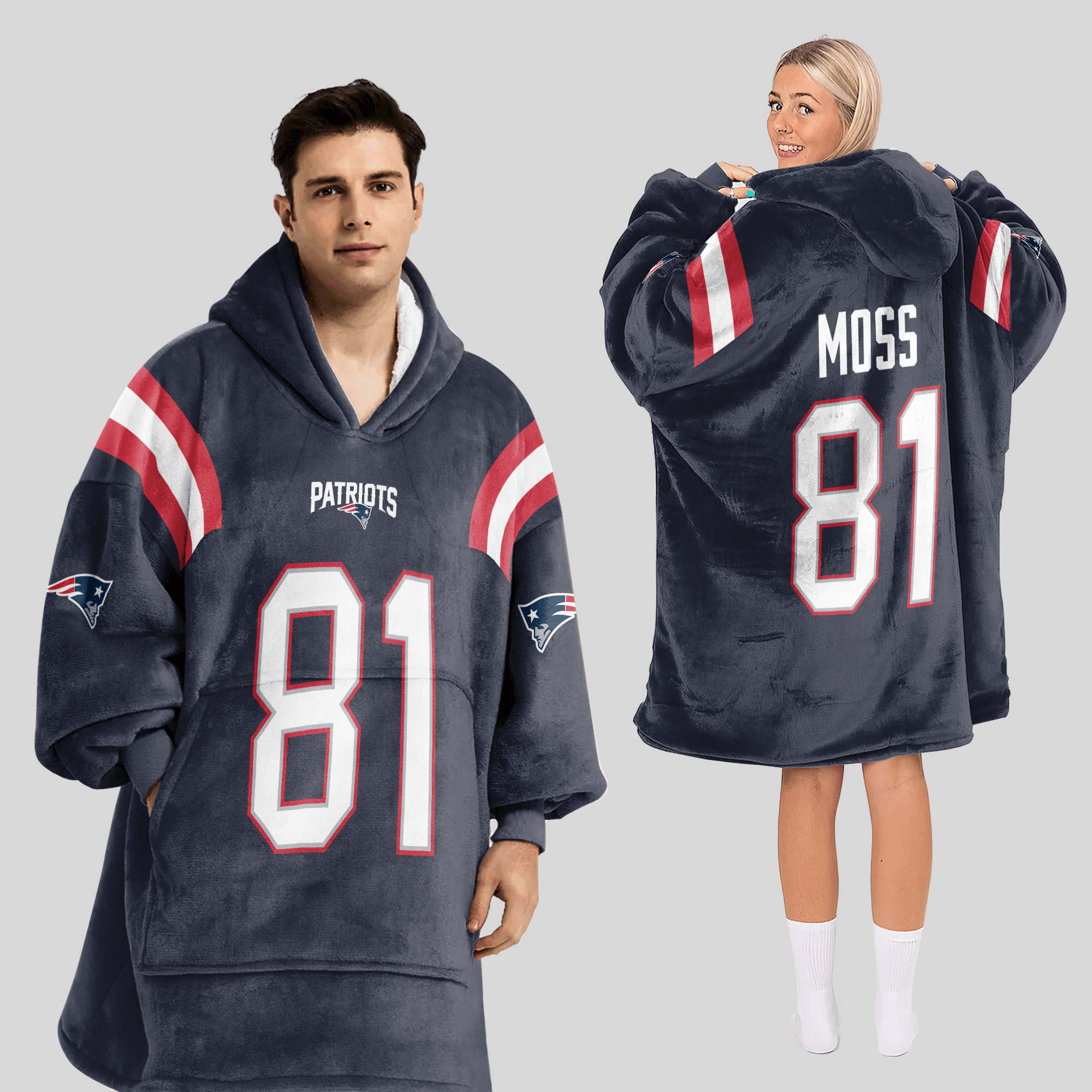R.M 81 New England Football Unisex Blanket Hoodie