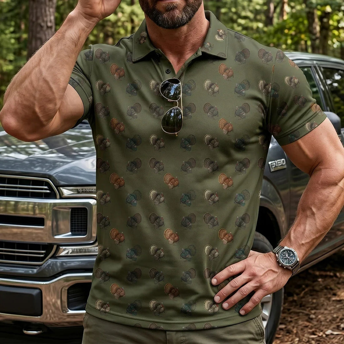 Turkey Hunting Polo Amry Shirt Golf Shirts For Men