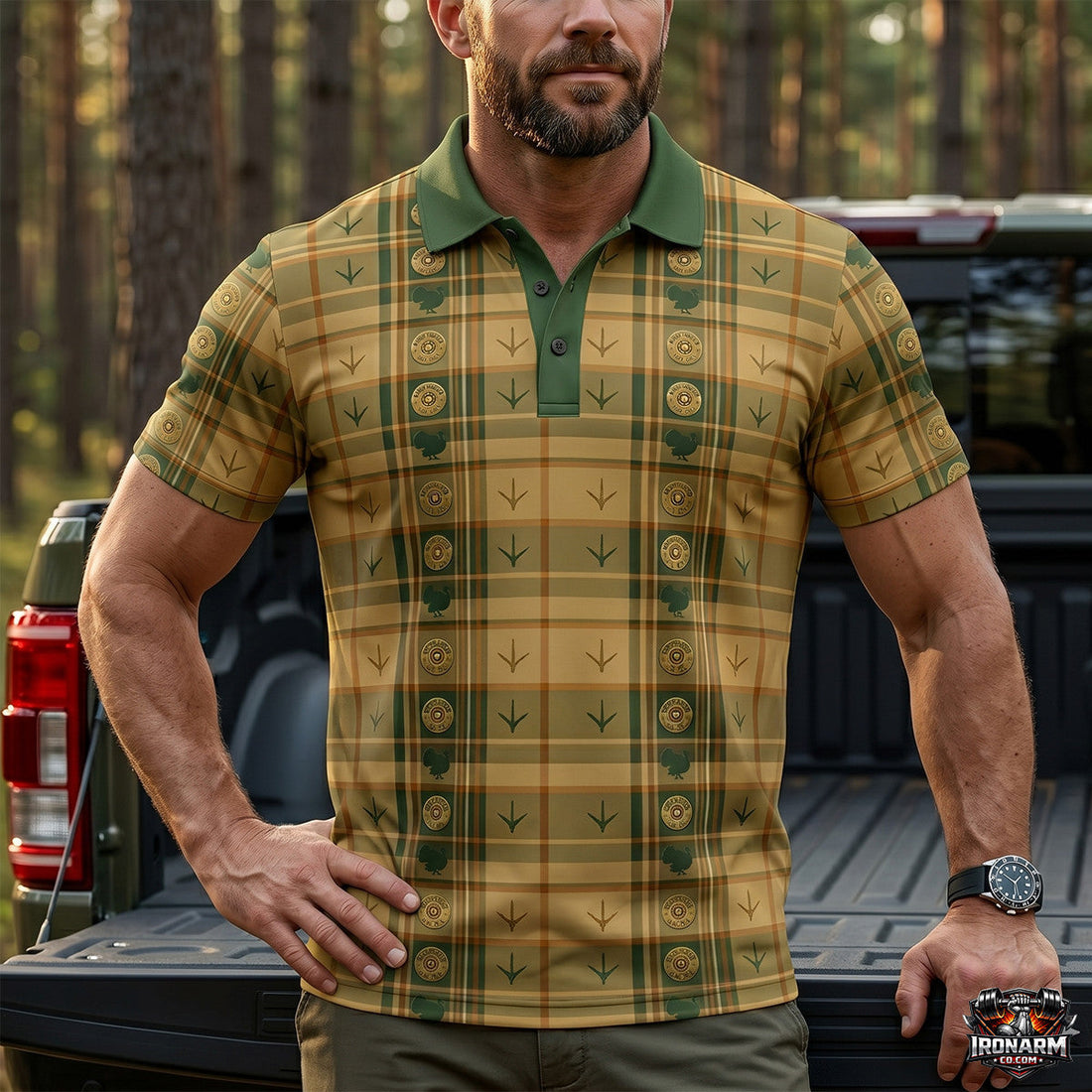 Turkey Hunter Tartan Plaid Pattern Hunting Polo Shirt TP1012
