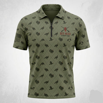 Turkey Hunting Camo Diamond Print Green Polo Shirt TP1003