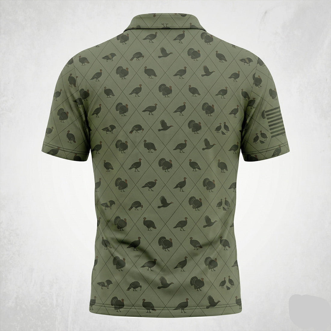 Turkey Hunting Camo Diamond Print Green Polo Shirt TP1003