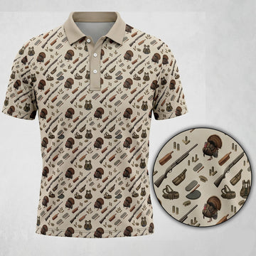 Turkey Hunting Gear Pattern Polo Shirt, fatherday Polo Shirt For men TP1011